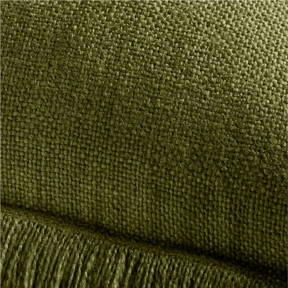 Casual Textured Fringe 23x23 Cyprus Green Throw Pillow Cover