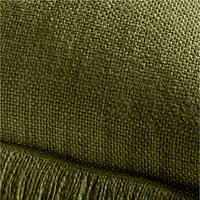 Casual Textured Fringe 23x23 Cyprus Green Throw Pillow Cover