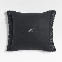 Casual Textured Fringe 23x23 Deep Indigo Throw Pillow Cover