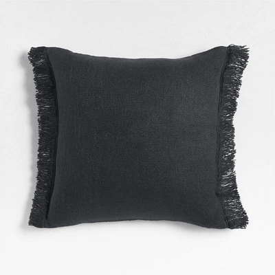 Casual Textured Fringe 23x23 Deep Indigo Throw Pillow Cover