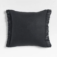 Casual Textured Fringe 23x23 Deep Indigo Throw Pillow Cover