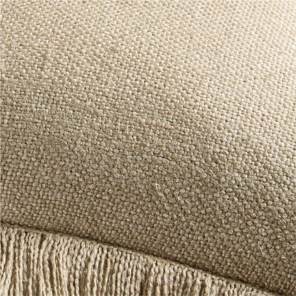 Casual Textured Fringe 23x23 Flax Taupe Throw Pillow Cover