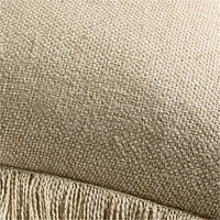 Casual Textured Fringe 23x23 Flax Taupe Throw Pillow Cover