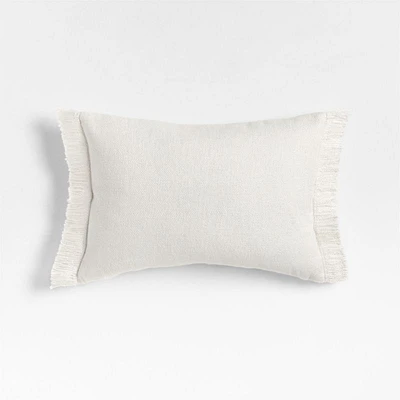 Casual Textured Fringe 24x16 Arctic Ivory Throw Pillow Cover