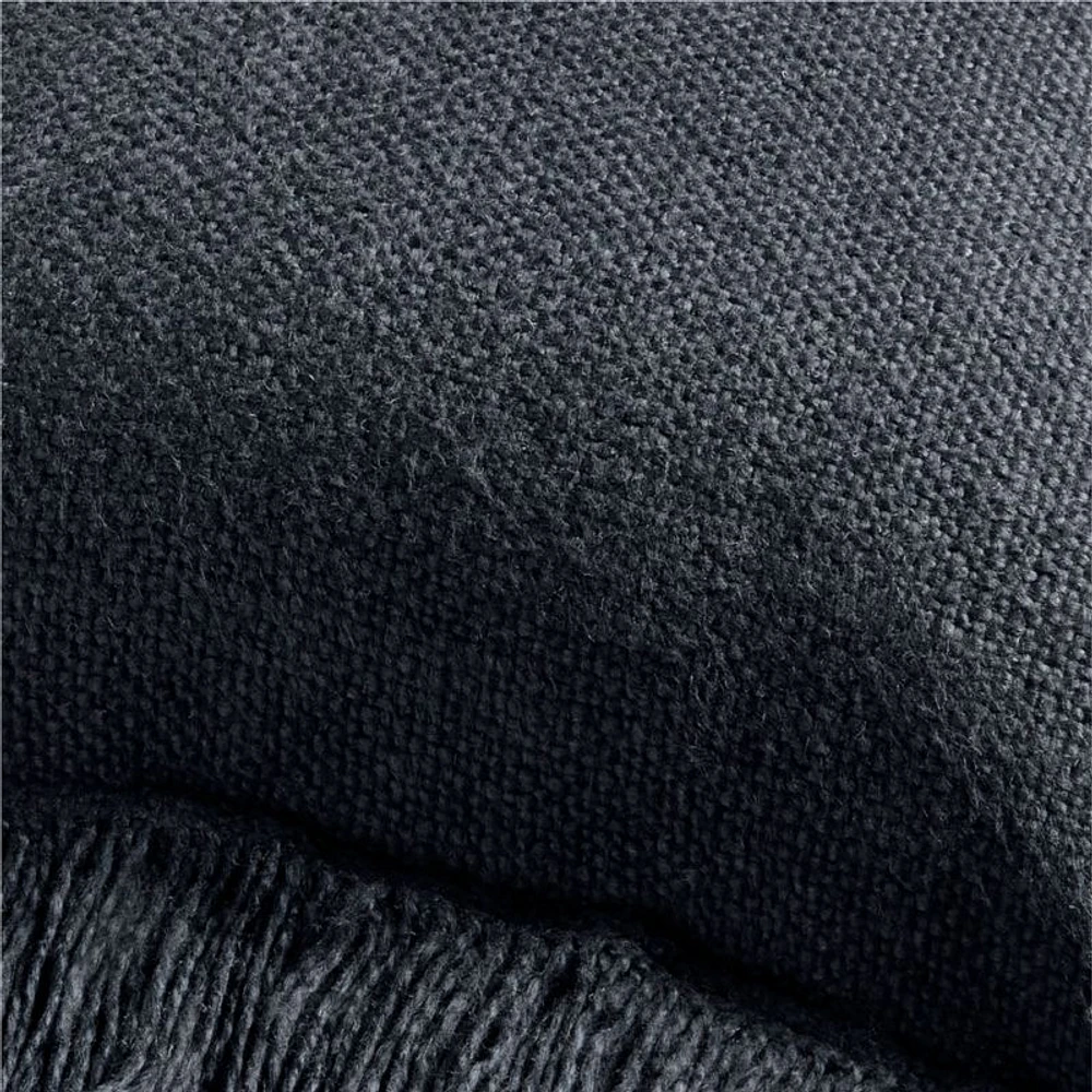 Casual Textured Fringe 24x16 Deep Indigo Throw Pillow Cover