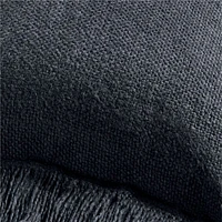 Casual Textured Fringe 24x16 Deep Indigo Throw Pillow Cover