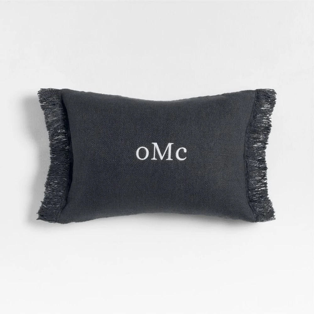 Casual Textured Fringe 24x16 Deep Indigo Throw Pillow Cover