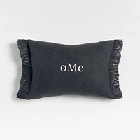 Casual Textured Fringe 24x16 Deep Indigo Throw Pillow Cover