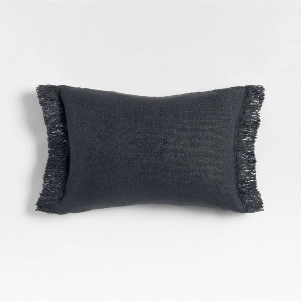 Casual Textured Fringe 24x16 Deep Indigo Throw Pillow Cover