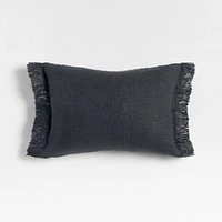 Casual Textured Fringe 24x16 Deep Indigo Throw Pillow Cover