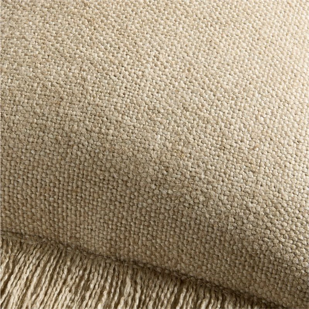 Casual Textured Fringe 24x16 Flax Taupe Throw Pillow Cover