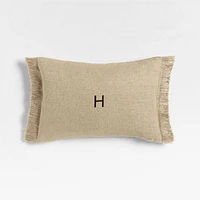Casual Textured Fringe 24x16 Flax Taupe Throw Pillow Cover