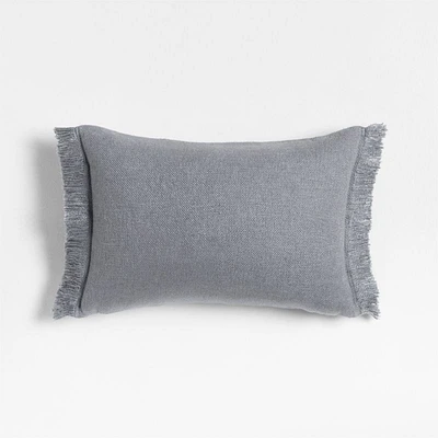 Casual Textured Fringe 24x16 Smoke Blue Throw Pillow Cover