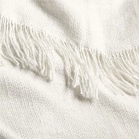 Casual Textured Fringe 70"x55" Arctic Ivory Throw Blanket