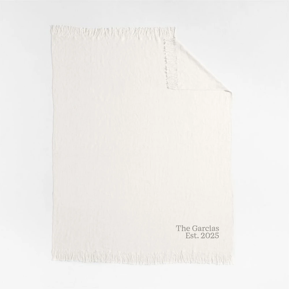 Casual Textured Fringe 70"x55" Arctic Ivory Throw Blanket