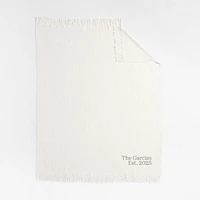 Casual Textured Fringe 70"x55" Arctic Ivory Throw Blanket