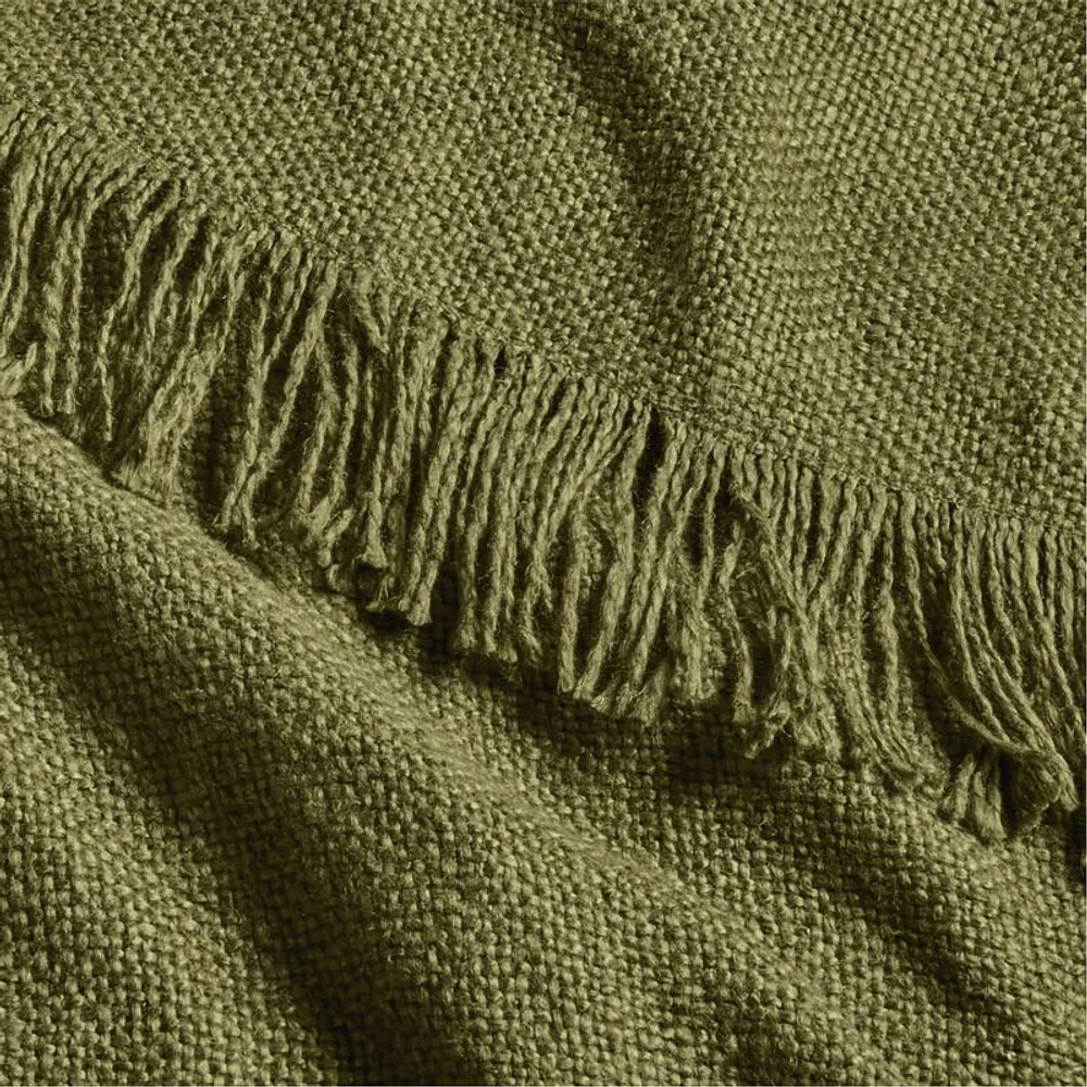 Casual Textured Fringe 70"x55" Cyprus Green Throw Blanket