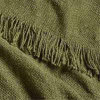 Casual Textured Fringe 70"x55" Cyprus Green Throw Blanket