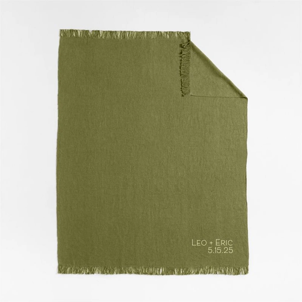 Casual Textured Fringe 70"x55" Cyprus Green Throw Blanket