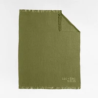 Casual Textured Fringe 70"x55" Cyprus Green Throw Blanket