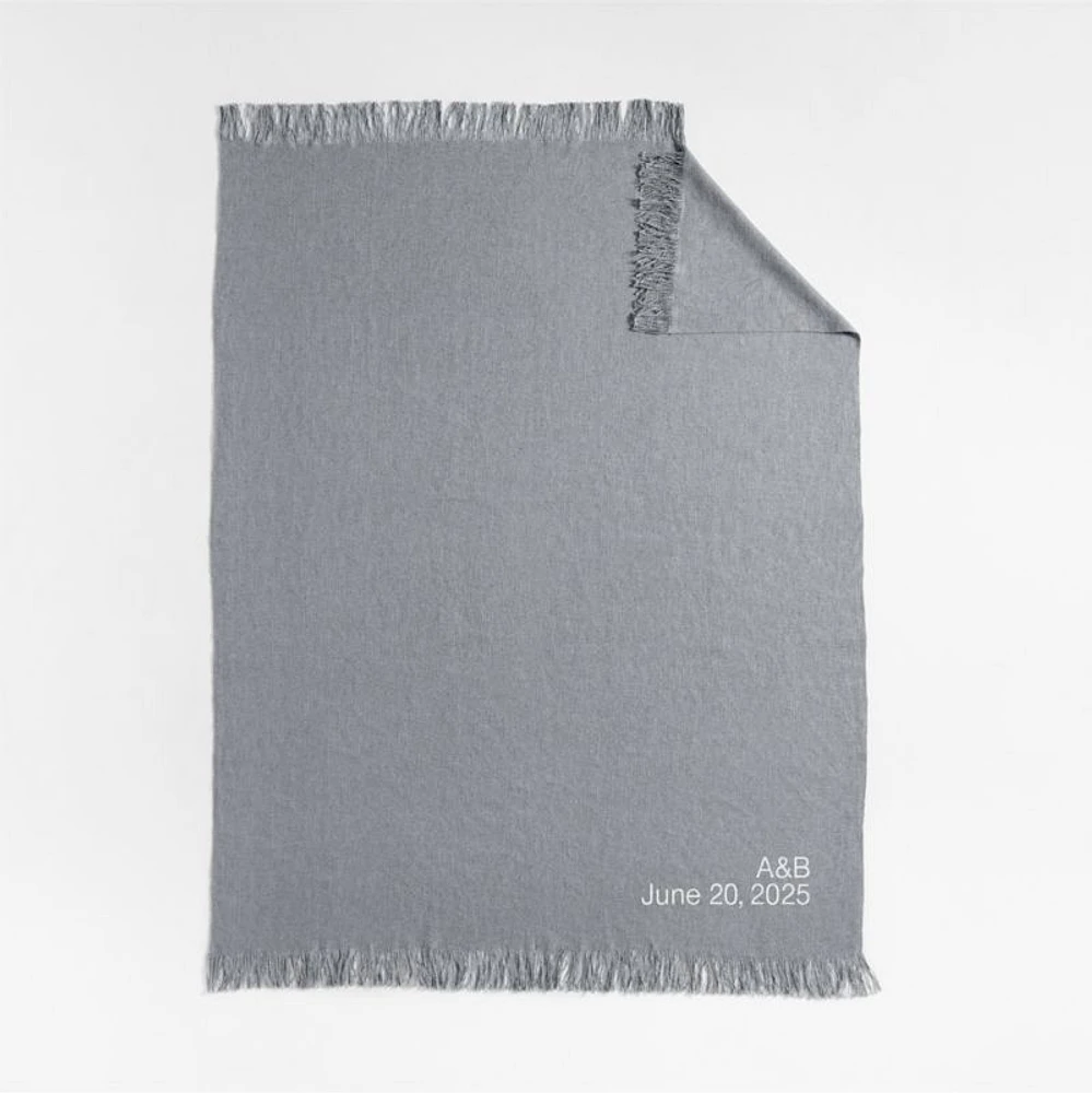 Casual Textured Fringe 70"x55" Smoke Blue Throw Blanket