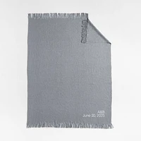 Casual Textured Fringe 70"x55" Smoke Blue Throw Blanket