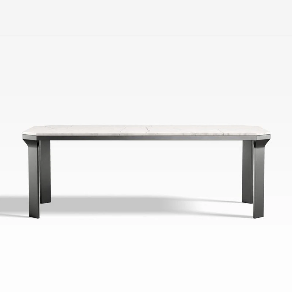 Catalyst 83" White Marble Dining Table with Black Base