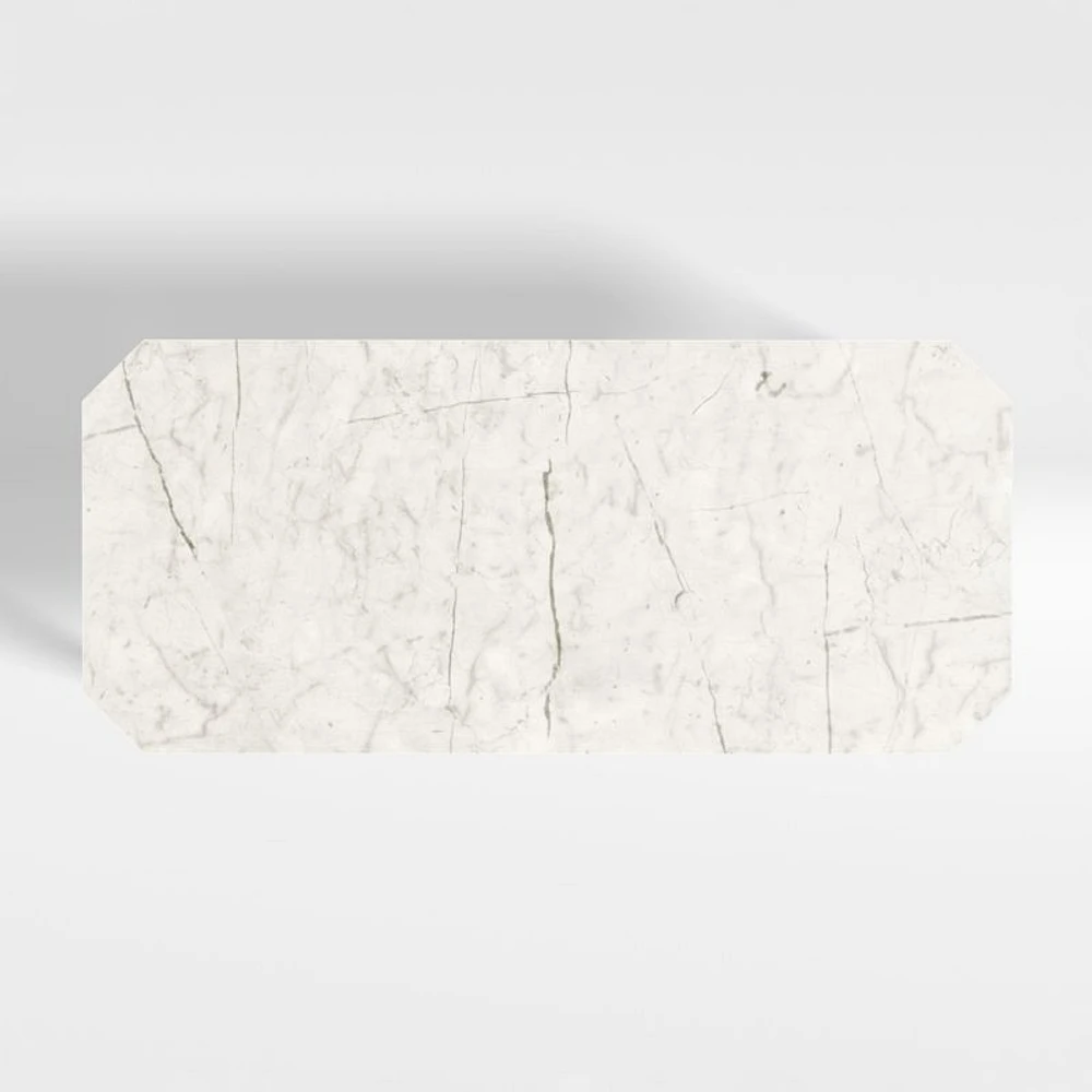 Catalyst 83" White Marble Dining Table with Black Base