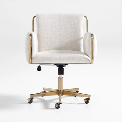 Caterina Natural Upholstered Office Chair with Brass Base