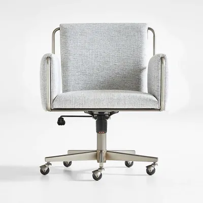 Caterina Grey Upholstered Office Chair with Pewter Base