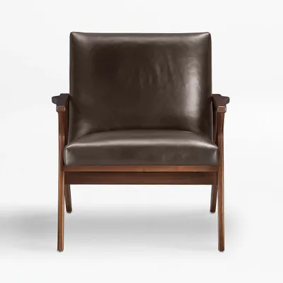 Cavett Leather Wood Frame Accent Chair