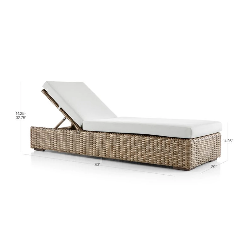 Abaco Resin Wicker Outdoor Chaise Lounge with Natural Sunbrella ® Cushion