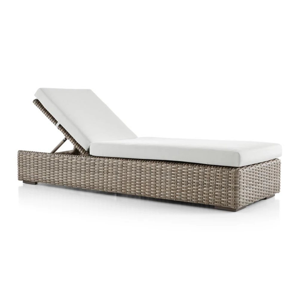 Abaco Resin Wicker Outdoor Chaise Lounge with Natural Sunbrella ® Cushion