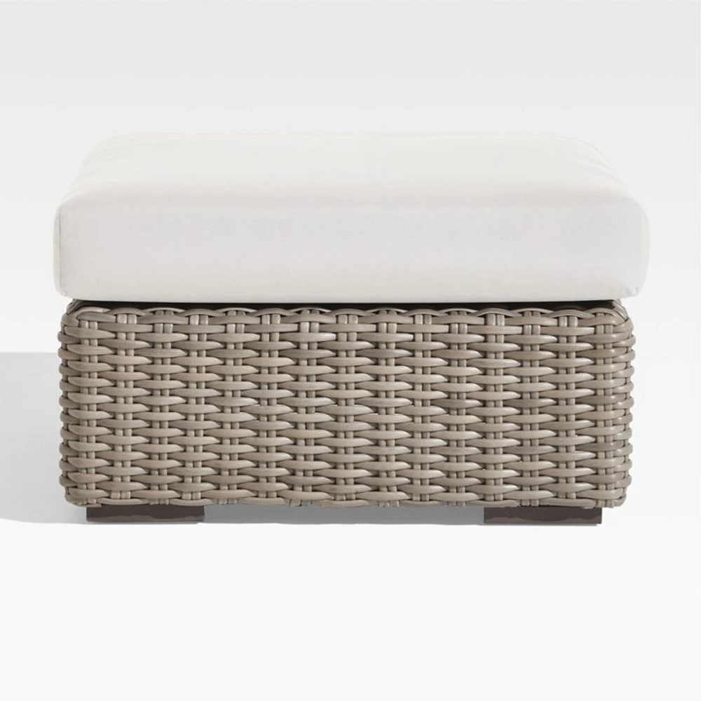 Abaco Resin Wicker Outdoor Ottoman with Natural Sunbrella ® Cushion