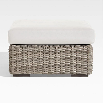 Abaco Resin Wicker Outdoor Ottoman with Natural Sunbrella ® Cushion