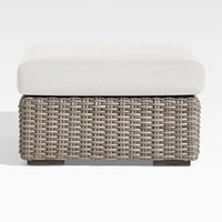 Abaco Resin Wicker Outdoor Ottoman with Natural Sunbrella ® Cushion