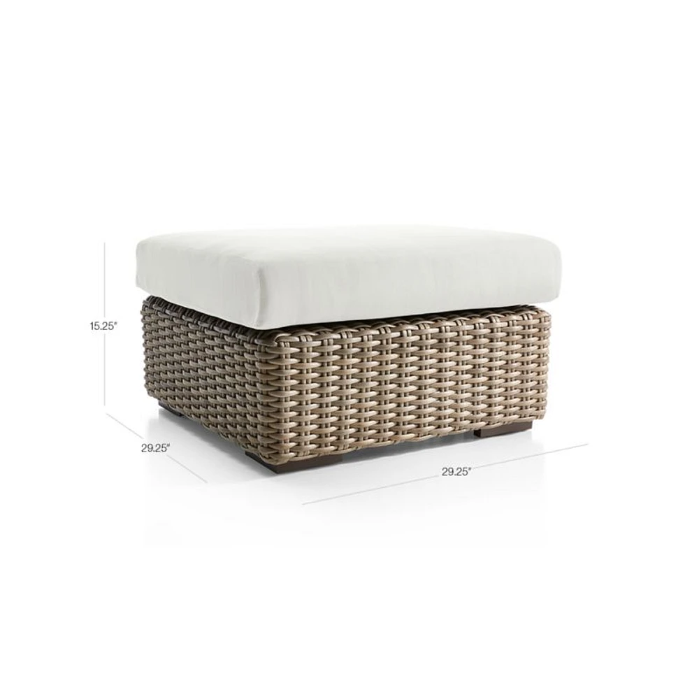 Abaco Resin Wicker Outdoor Ottoman with Natural Sunbrella ® Cushion