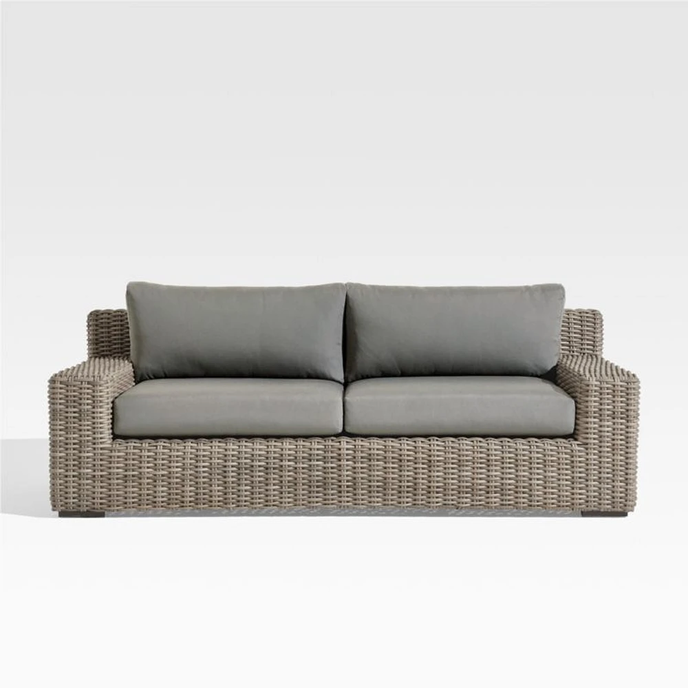 Abaco 83" Resin Wicker Outdoor Sofa with Graphite Sunbrella ® Cushions