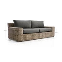 Abaco 83" Resin Wicker Outdoor Sofa with Graphite Sunbrella ® Cushions