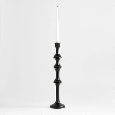 Century Black Acacia Wood Taper Candle Holder 20"