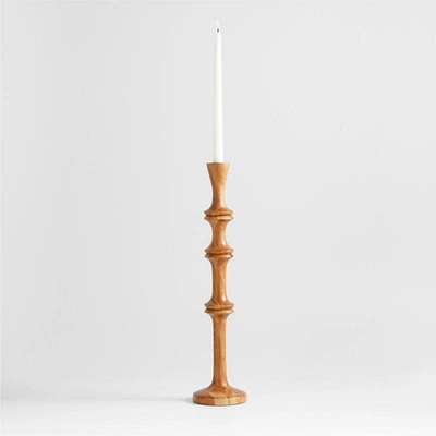 Century Natural Acacia Wood Taper Candle Holder 20"