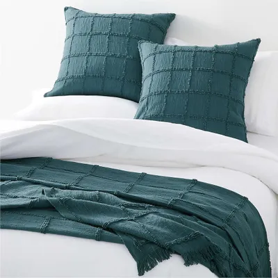 Chalet Textured Teal Cotton Full/Queen Coverlet