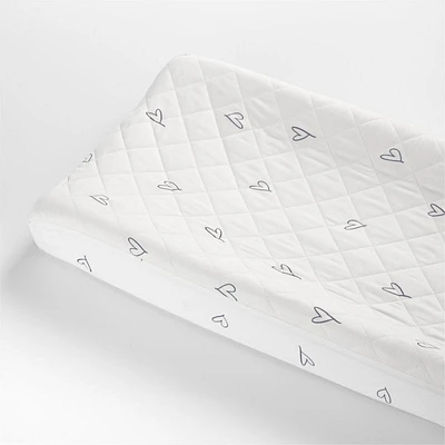 Charcoal Heart Organic Cotton Baby Changing Pad Cover by Leanne Ford