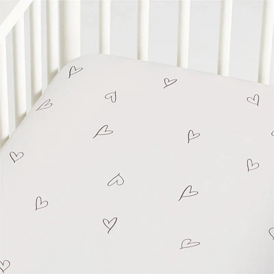 Charcoal Heart Organic Cotton Baby Crib Fitted Sheet by Leanne Ford