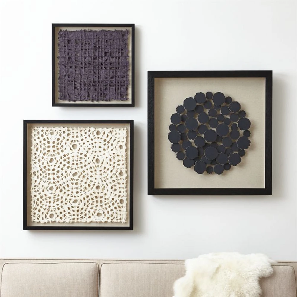 "Natural Circles" Framed Hand-Crafted Paper Wall Art 31.5"x1.8"