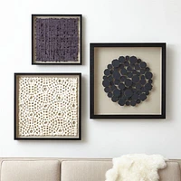 "Natural Circles" Framed Hand-Crafted Paper Wall Art 31.5"x1.8"