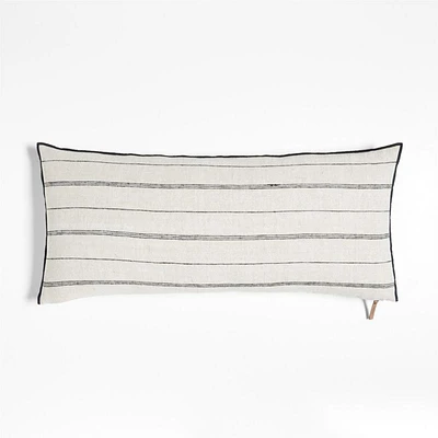 Chatou Organic Cotton Arctic Ivory Stripe 36x16 Throw Pillow Cover
