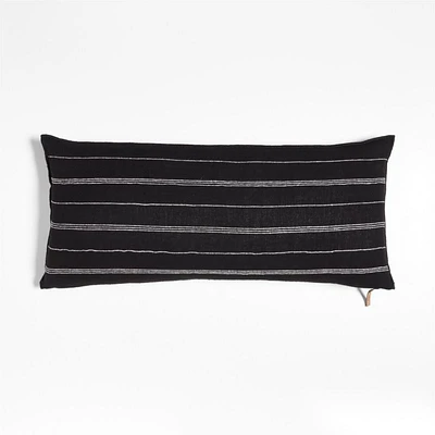 Chatou Organic Cotton Ink Black Stripe 36"x16" Throw Pillow Cover