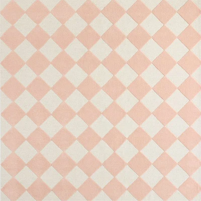 Checkerboard Pink Wool Kids 12"x18" Rug Swatch