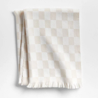 Natural Taupe Checkmate Baby Stroller Blanket by Leanne Ford